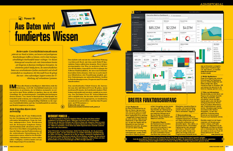 Beispiel Print-Advertorial Microsoft Power BI