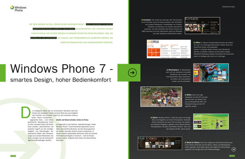 Beispiel Print-Advertorial Doppelseite Windows Phone